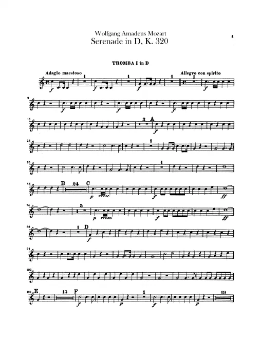Trumpet 1, 2 (D) Posthorn (A)