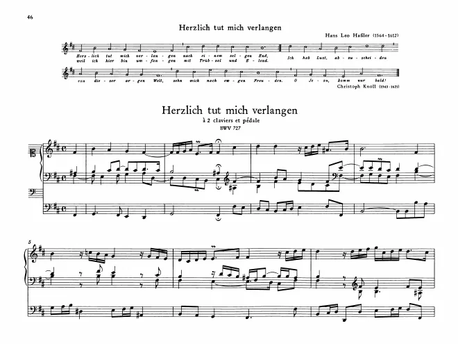 Herzlich tut mich verlangen, BWV 727