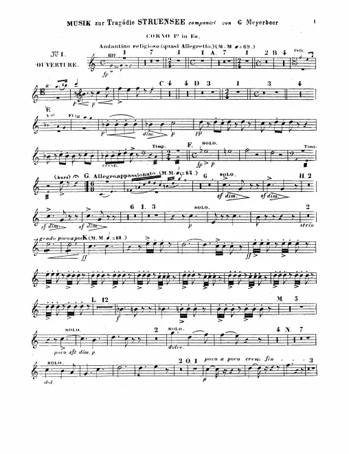 Horn 1 (E/F), 2 (E/C), 3, 4 (D/C)