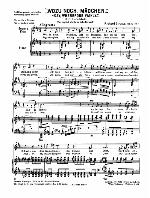 Complete Score (Medium Voice, transposed to )