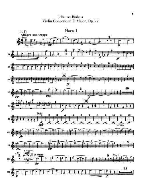 Horn 1, 2 (D/F), 3, 4 (E)