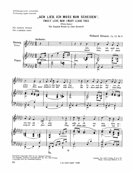 Complete Score (Medium voice, transposed to )