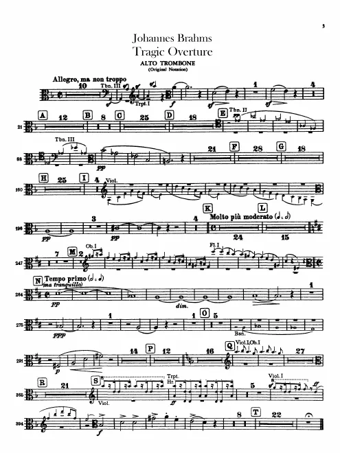 Trombone 1, 2 (alto, tenor, clefs plus bass clef alternates), 3, Tuba