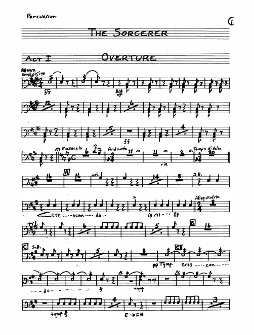Timpani/Bass Drum/Cymbals/Chimes/Gong/Triangle/Snare Drum