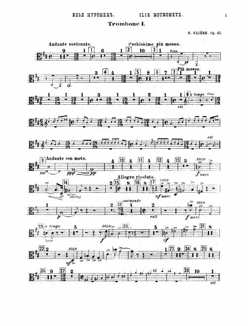 Trombone 1, 2, 3, 4, Tuba