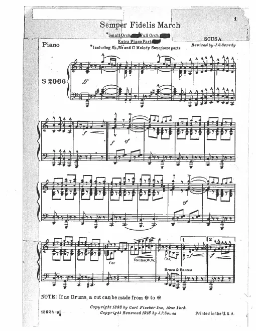 Condensed Score and Parts