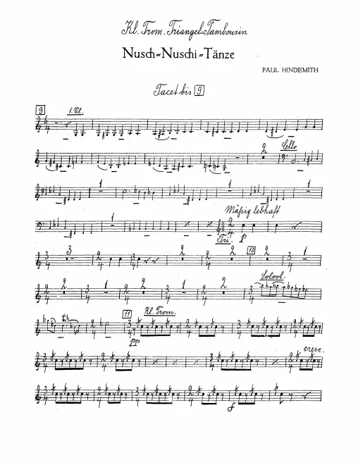 Snare Drum/Triangle/Tambourine, Timpani/Xylophone, Glockenspiel, Bass Drum/Cymbals/Gong/Tambourine/Rute