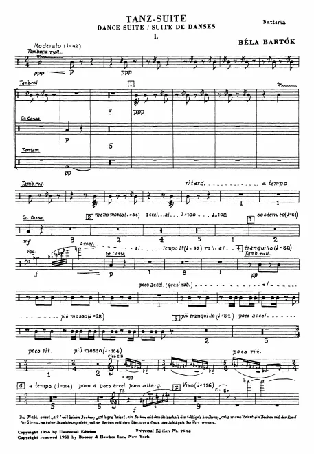 Tenor Drum/Tam-Tam/Bass Drum/Cymbals/Triangle/Glockenspiel