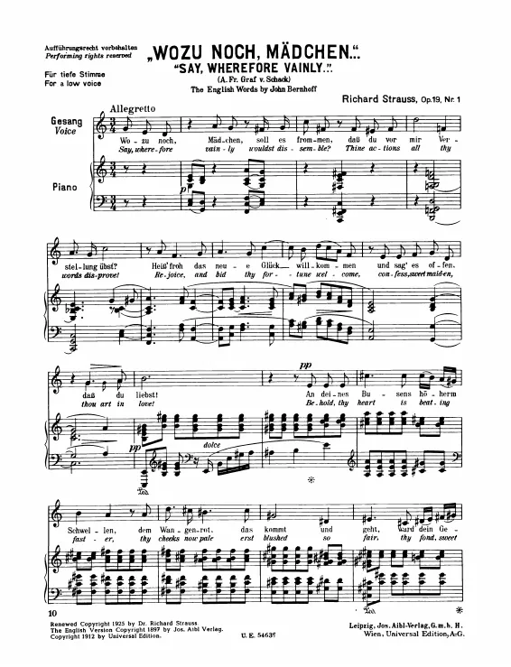 Complete Score (Low Voice, transposed to )