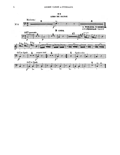 Bass Drum/Cymbals, Tambourine, Triangle, Crotales