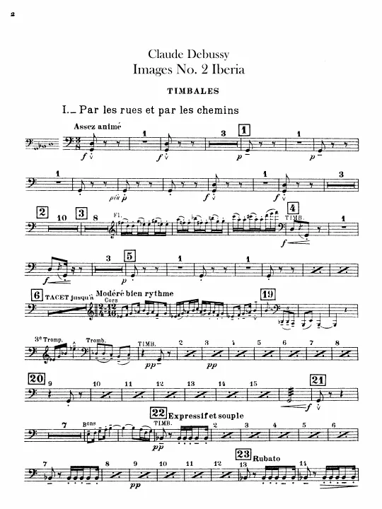 Timpani, Snare Drum, Tambourine, Bells, Xylophone, Castagnets, Cymbals