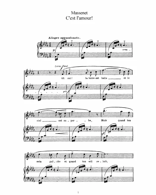 Complete Score (D Major: high voice and piano)