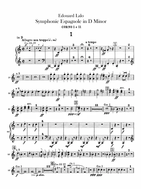 Horn 1/2 (D, G, A, F), 3/4 (B, E, F)