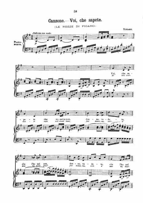 Voi che sapete (Act II, No.11) - G major