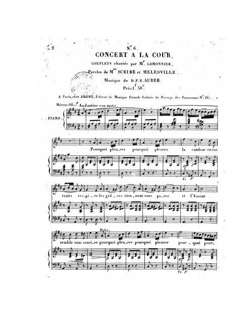 No.5, Couplets, "Pourquoi pleurer" (soprano)
