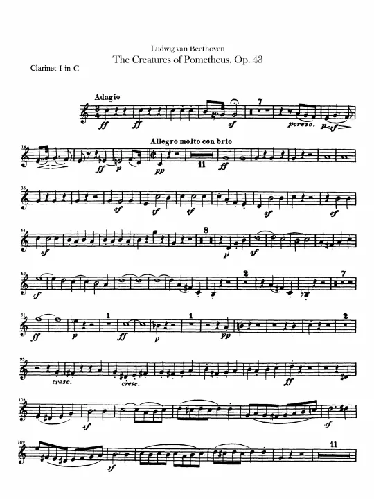 Clarinet 1, 2 (C), Alternate parts in B