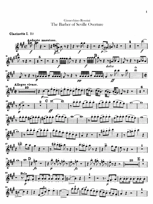 Clarinet 1, 2 (C, A) Transposed parts (B)