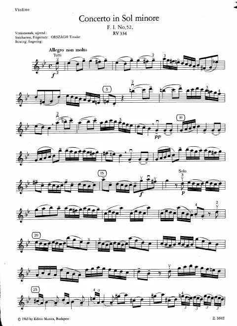 Solo violin part