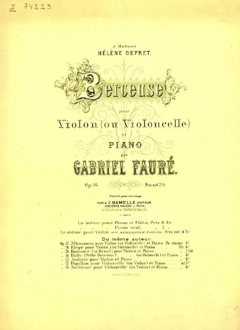 Complete Score and Violin (or Cello) Part