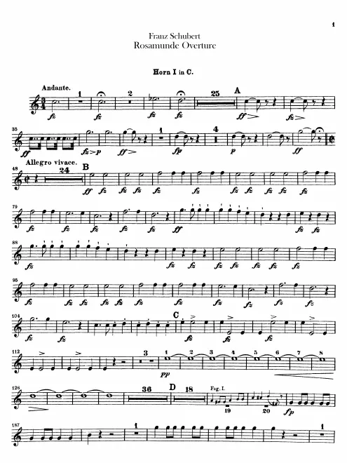 Horn 1, 2 (C), 3, 4 (E) (plus F transposed)