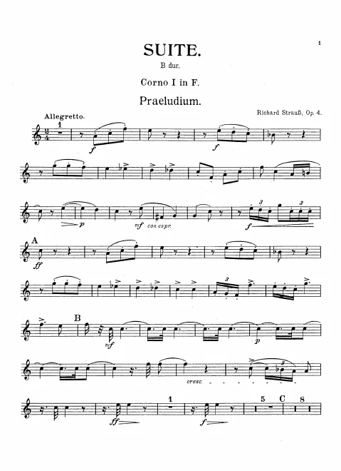 Horn 1, 2 (F), 3, 4 (C/B basso)