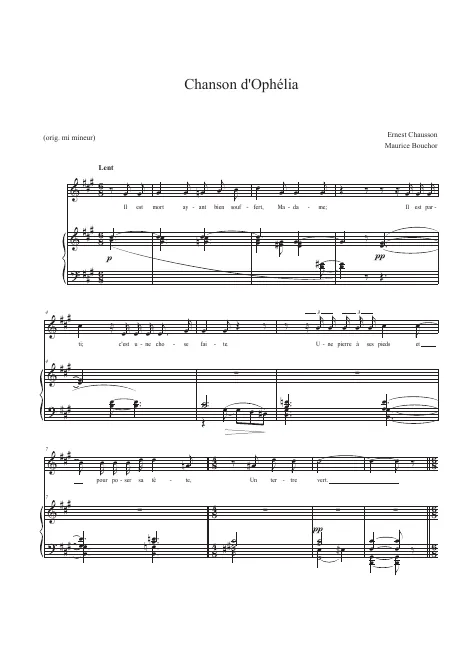 3. Chanson d'Ophélia (high voice, in )