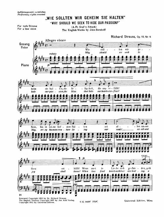 Complete Score (Low Voice, transposed to