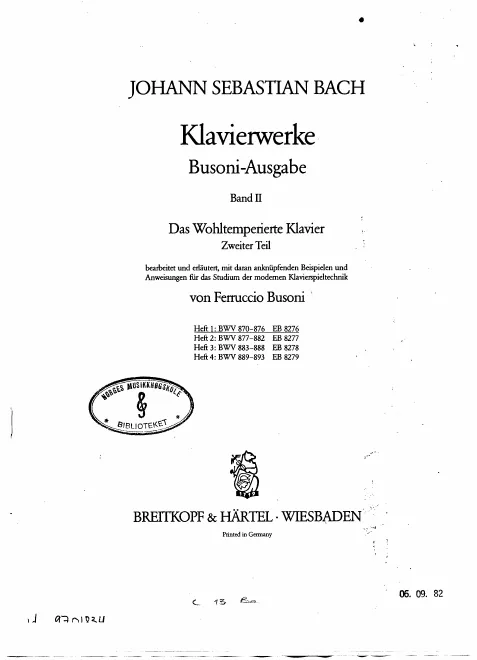 Præludium and Fuga Nos.1–7, BWV 870–876