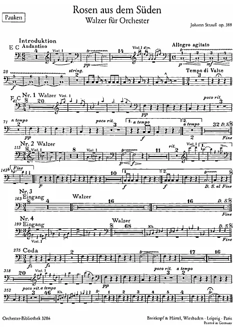 Timpani, Snare Drum, Bass Drum, Cymbals, Triangle