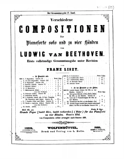 Heft 23. Große Fuge, Op.133