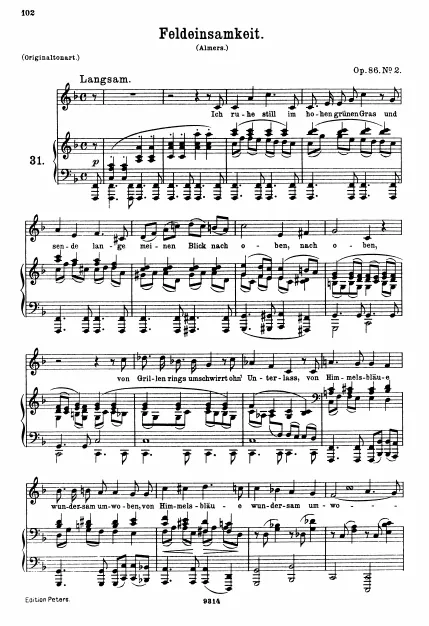 2. Feldeinsamkeit (, original key)