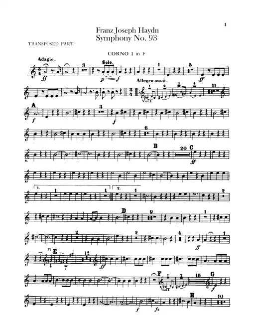 Horn 1, 2 (D, G; with F transposed)