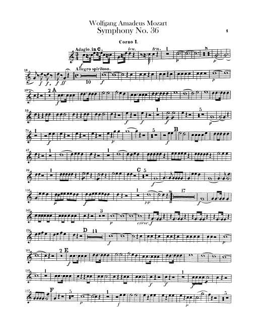 Horn 1 (C, F), 1 (F), 2 (C, F), 2 (F)