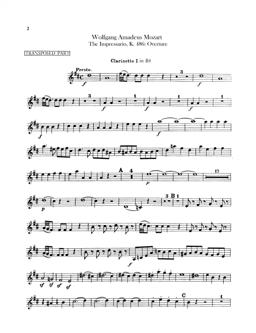 Clarinet 1, 2 (C, Transposed in B♭)