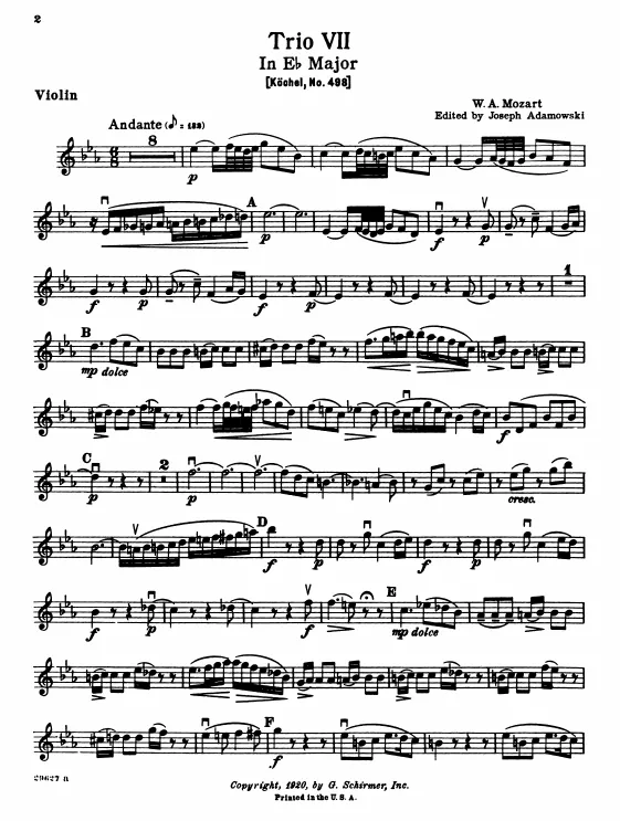 Violin (alternate for clarinet)