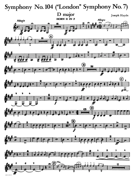 Horn 2 (F) (transposed), D, G (original)