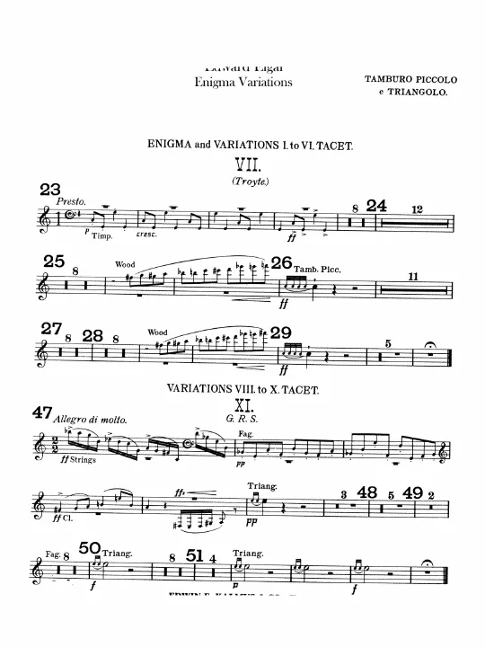 Small Drum/Triangle, Bass Drum/Cymbals, Timpani