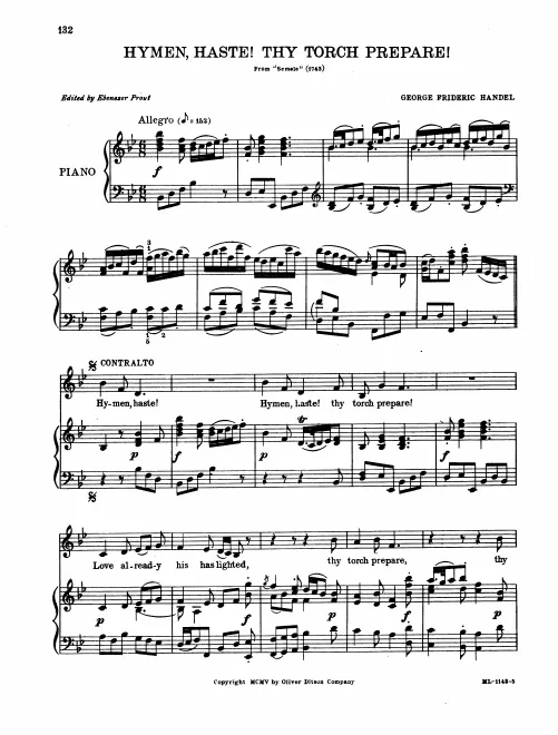 Act I, Sc.1. Aria (Alto): Hymen haste! Thy torch prepare!