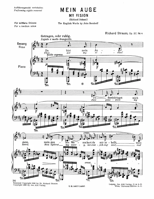 Complete Score (Medium Voice, transposed to )