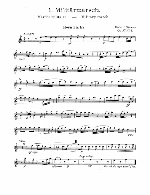 Horn 1, 2, 3, 4 (E, F), 5, 6 (C)