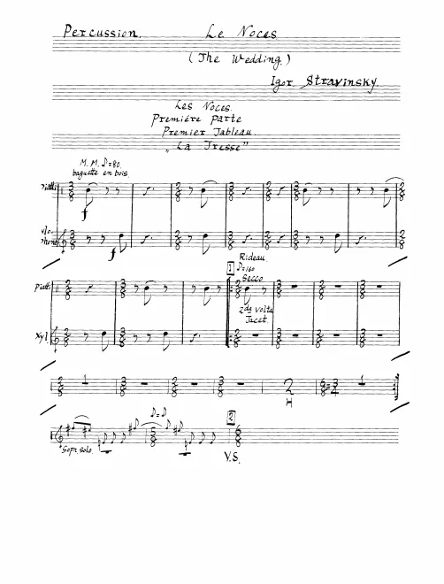 Bass Drum/Tambourine/Triangle/Cymbals/2 Snare Drums/ 2 Field Drums/Xylophone/Crotales/Chimes