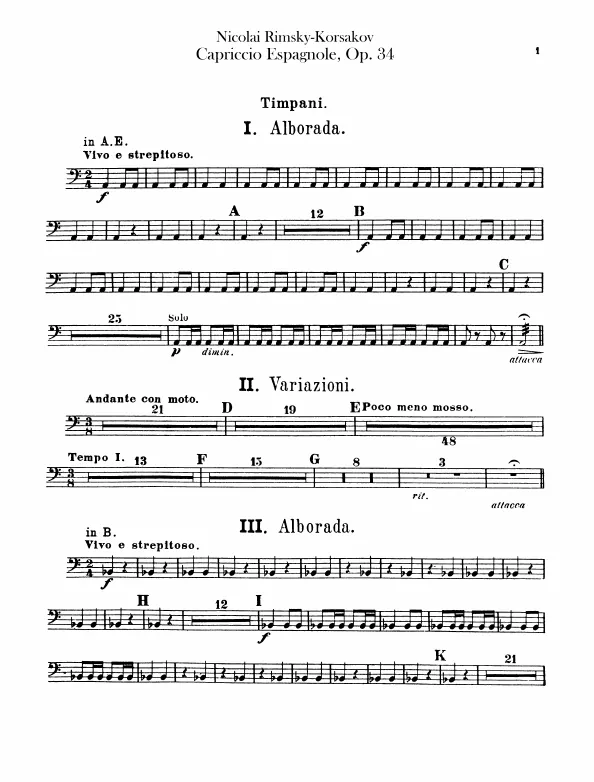 Timpani, Drum, Triangle, Bass Drum/Cymbals, Tambourine/Castanets