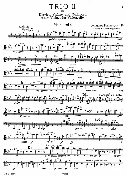 Cello (alternate for Horn)