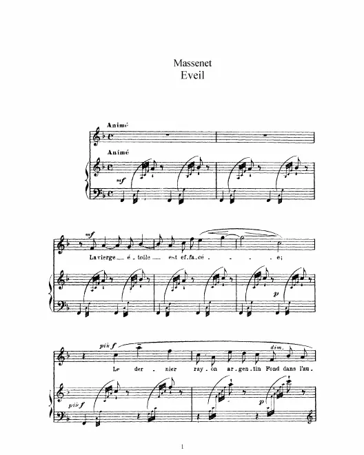 Complete Score (F Major: high voice and piano)
