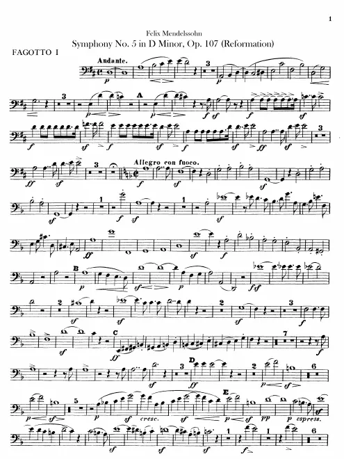 Bassoon 1, 2, Contrabassoon / Serpent (Tuba)