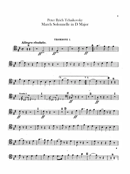 Trombone 1, 2, 3 (tenor, bass clefs), Tuba