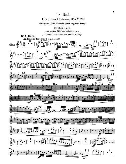 Oboe 1, 2 (both also Oboe d'amore (A), Oboe da caccia (F))