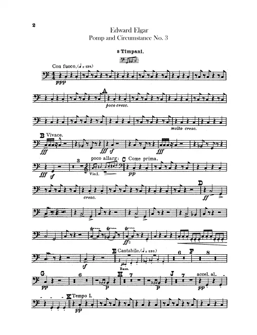 Timpani, Bass Drum/Cymbals, Snare Drum, Tenor Drum