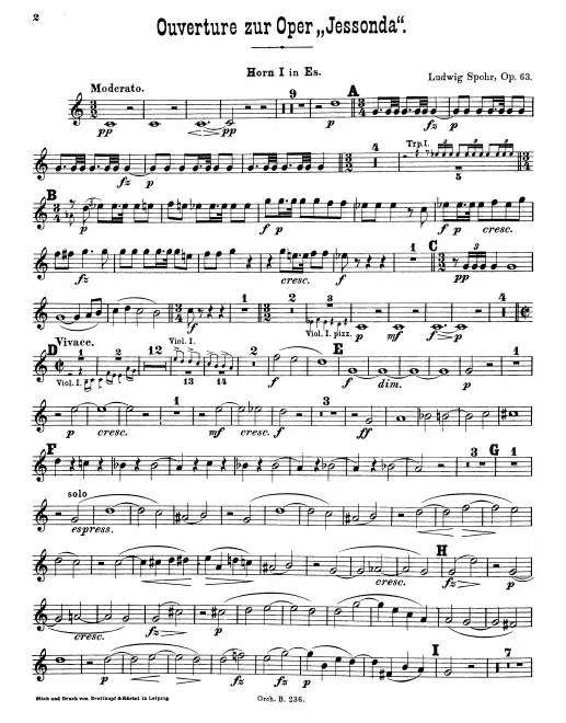 Horn 1, 2, 3, 4 (E, E, B/B/E, B/B/E)