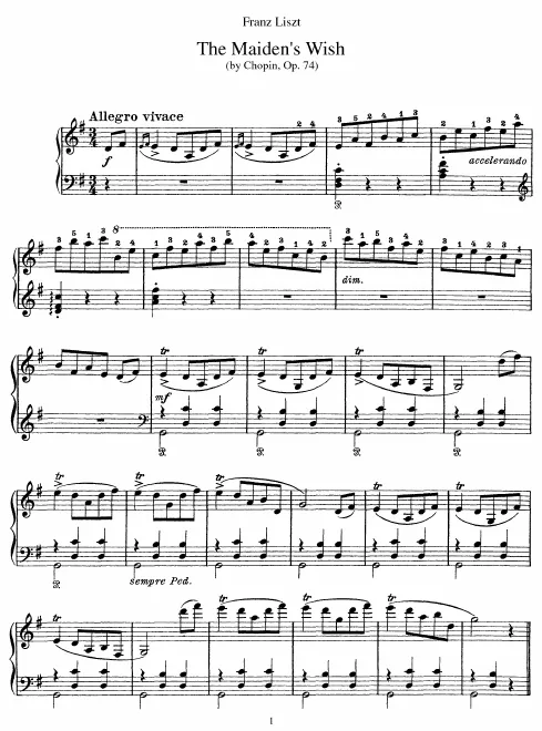 1. Życzenie (The Maiden's Wish) (S.480/1)